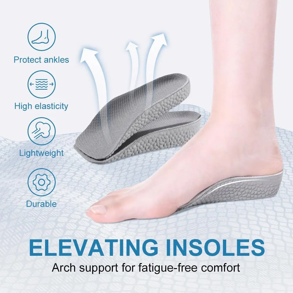Height Increase Insoles, 2025 New Steppers Insoles for Men Women, Breathable Orthopedic Insoles with Arch Support, Height Increasing Shoes Pads (Gray, Increase 3.5 CM)
