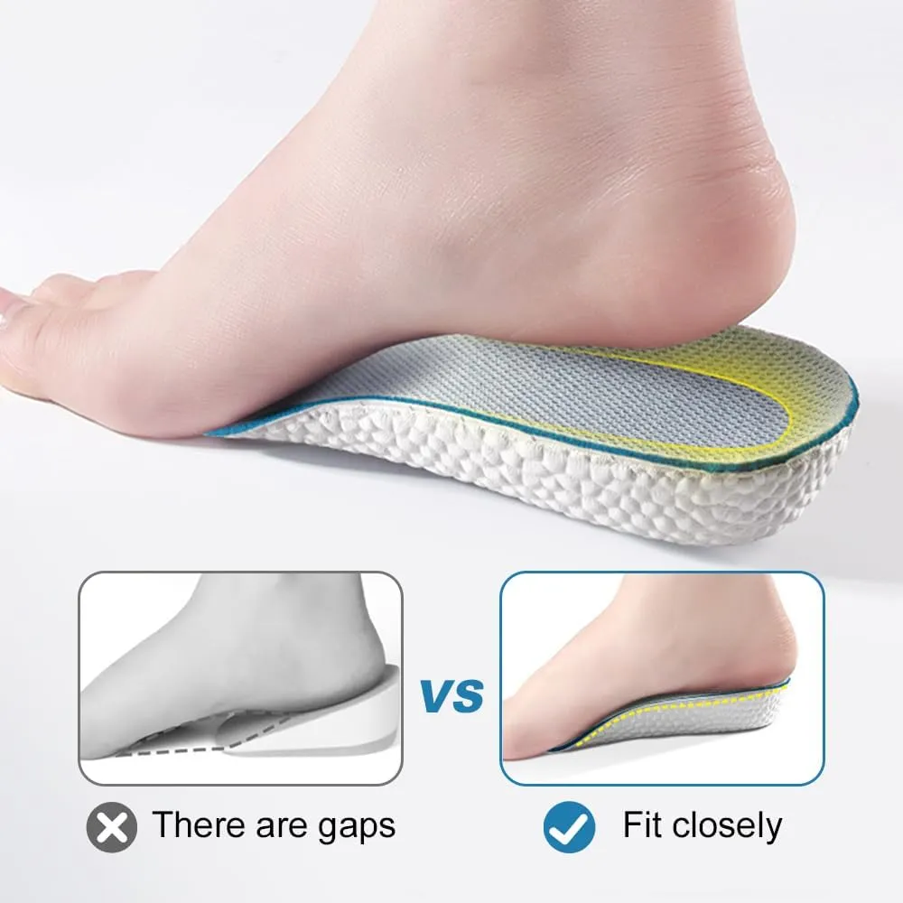 Height Increase Insoles, 2025 New Steppers Insoles for Men Women, Breathable Orthopedic Insoles with Arch Support, Height Increasing Shoes Pads (Gray, Increase 3.5 CM)