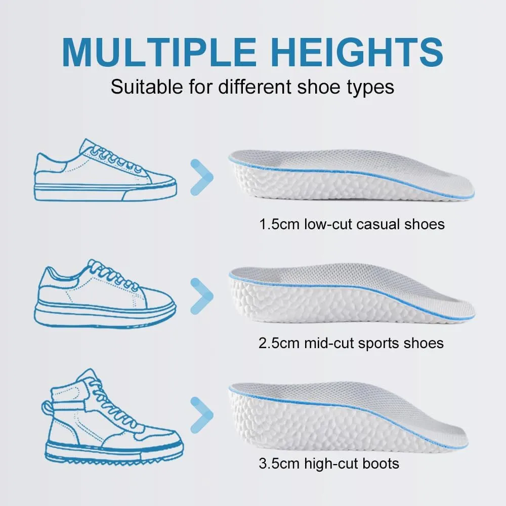 Height Increase Insoles, 2025 New Steppers Insoles for Men Women, Breathable Orthopedic Insoles with Arch Support, Height Increasing Shoes Pads (Gray, Increase 3.5 CM)