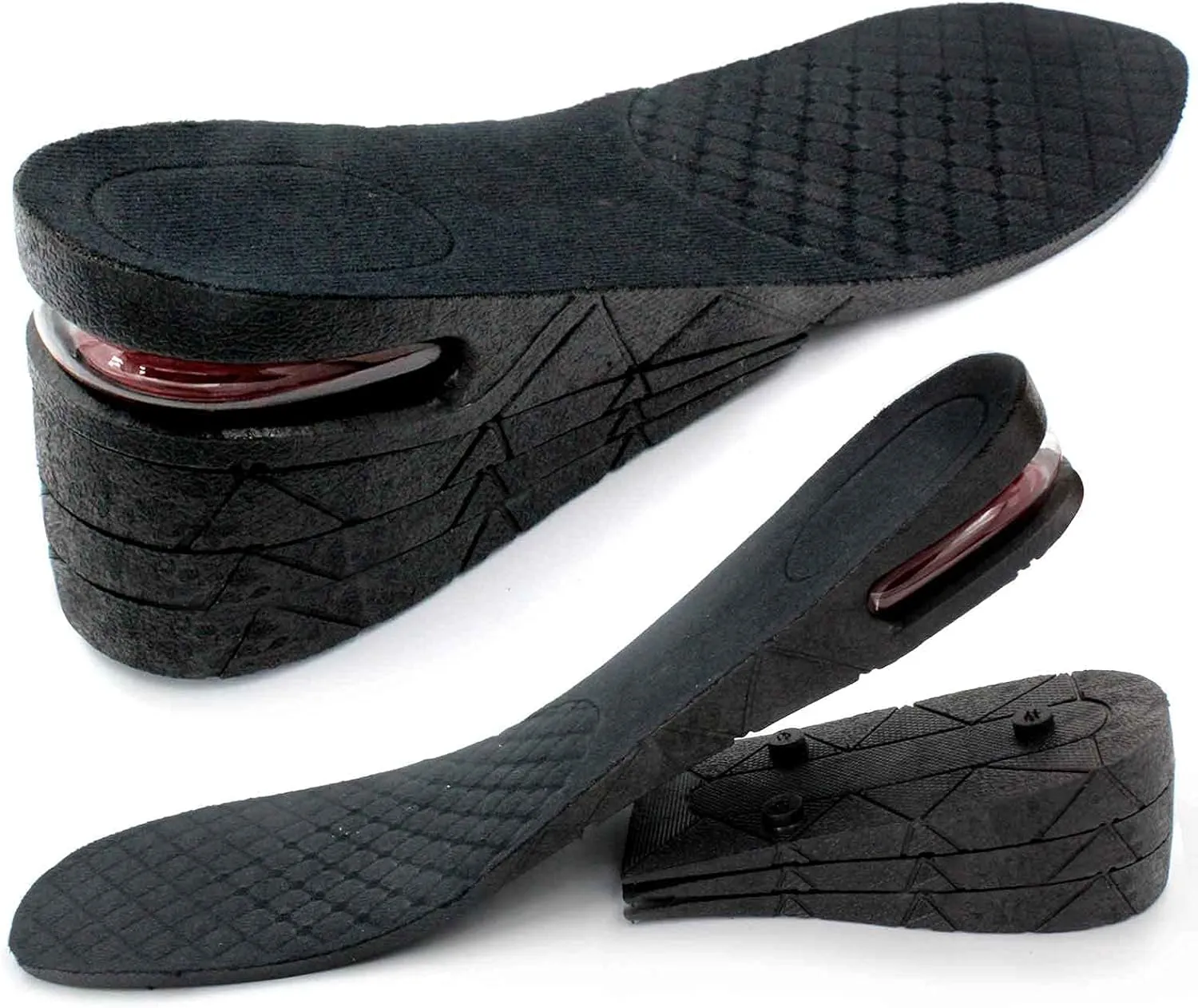Height Increase Insoles, 4-Layer 1.2" to 2.95 Variable Height Increase Shoe Lifts, Air Cushion Taller Sole Lift, Heel Lift Shoe Height Inserts for Men and Women