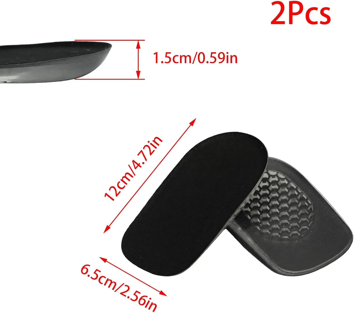 Height Increase Insoles, Gel Height Increasing Insoles, Heel Lift Inserts for Women Men, Comfort Half Foot Insoles
