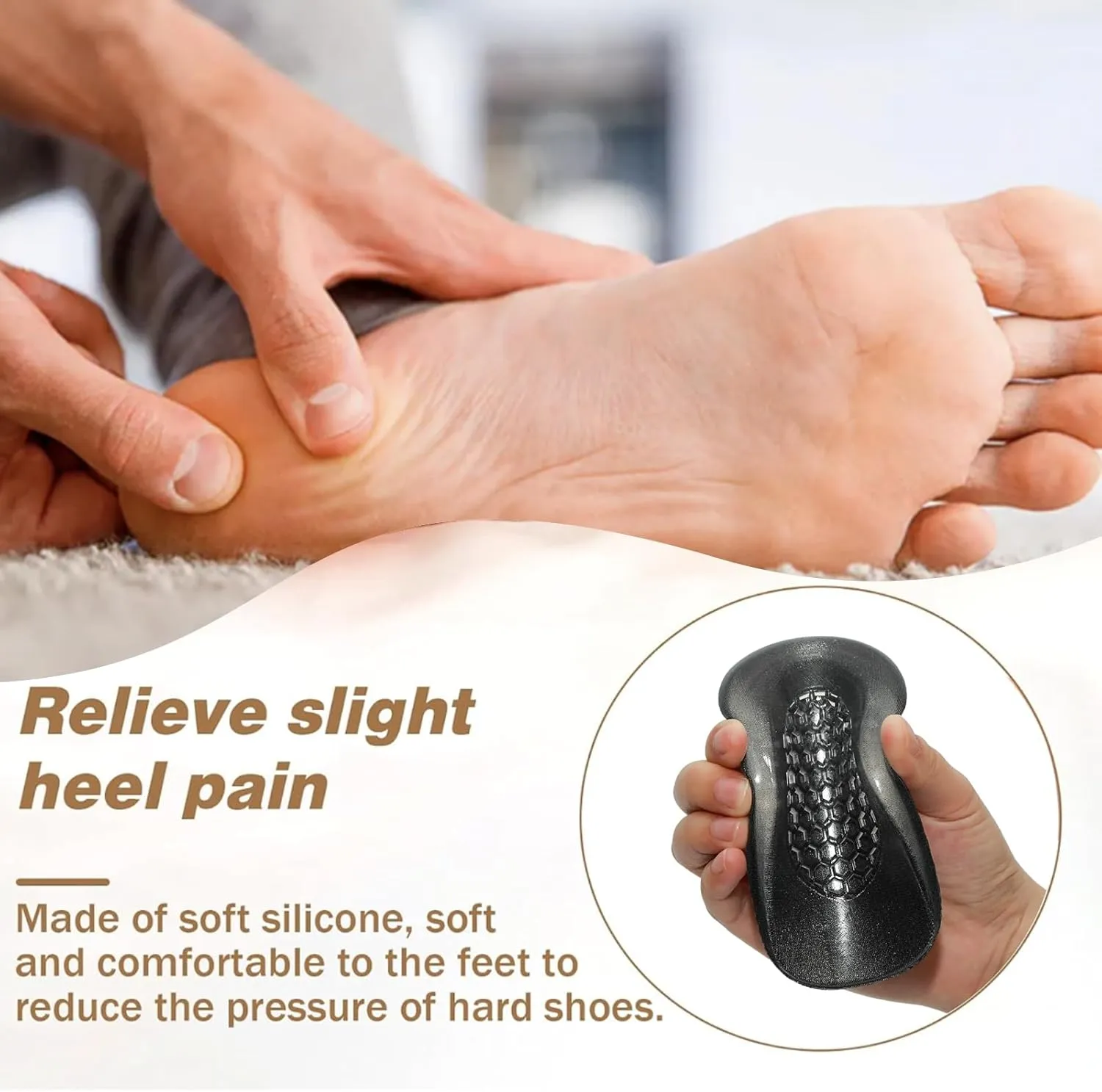 Height Increase Insoles, Gel Height Increasing Insoles, Heel Lift Inserts for Women Men, Comfort Half Foot Insoles