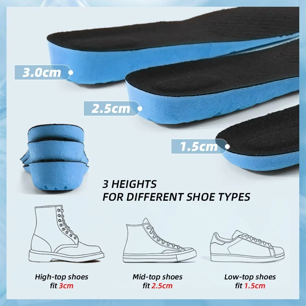 Height Increasing Insoles for Men & WomenShock Absorbing, Breathable, Replacement Sports Shoe Inserts for All-Day Comfort