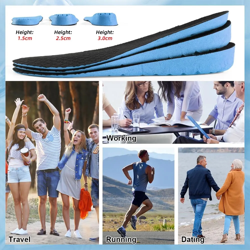 Height Increasing Insoles for Men & WomenShock Absorbing, Breathable, Replacement Sports Shoe Inserts for All-Day Comfort