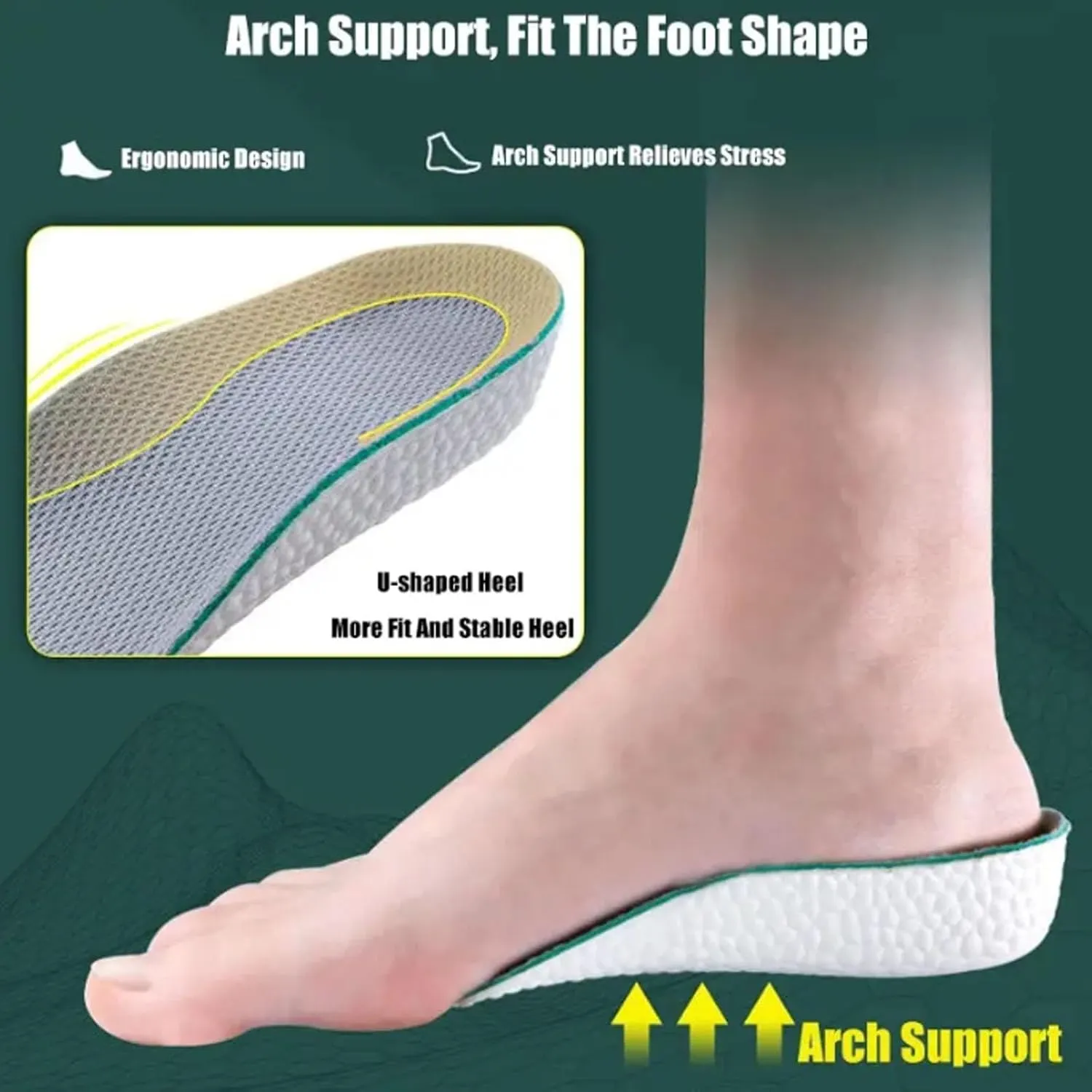 Height Insoles, Orthopedic High Pads for Men, Height Increase Insoles - Arch Support Insoles for Plantar Fasciitis, Height Increasing Shoes Pads (Black,3.5cm/1.37inch)