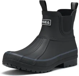 HISEA Women's Duck Chelsea Rain Boots Waterproof Short Garden Boot Outdoor Mud Boots