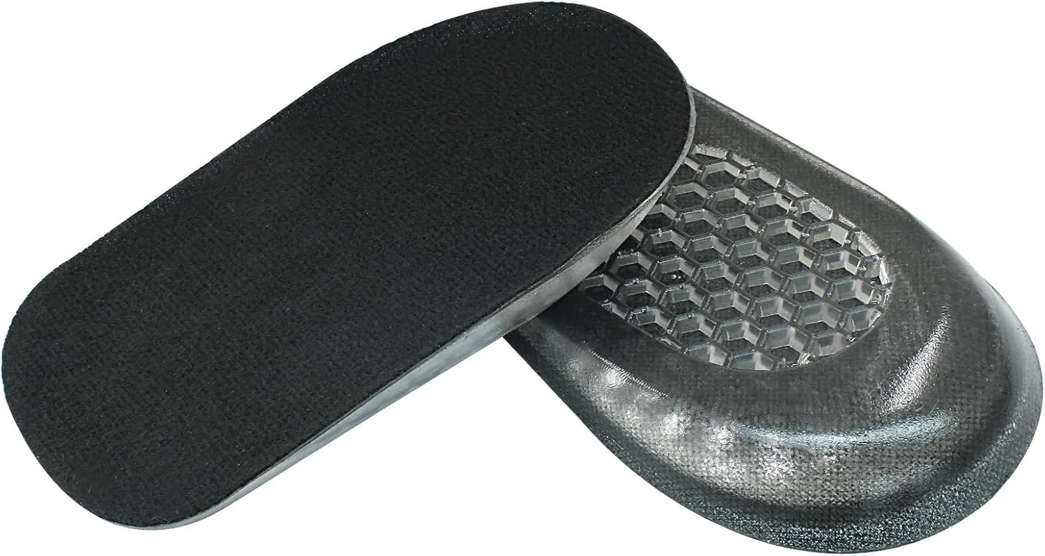 Hitefu 2 Pairs Gel Height Increasing Insoles, Soft Shoe Lifts for Women Men Silicone Heel Lifts, Comfort Half Foot Insoles for Uneven Legs & Leg Length Discrepancy (1/2 Inch - Black)