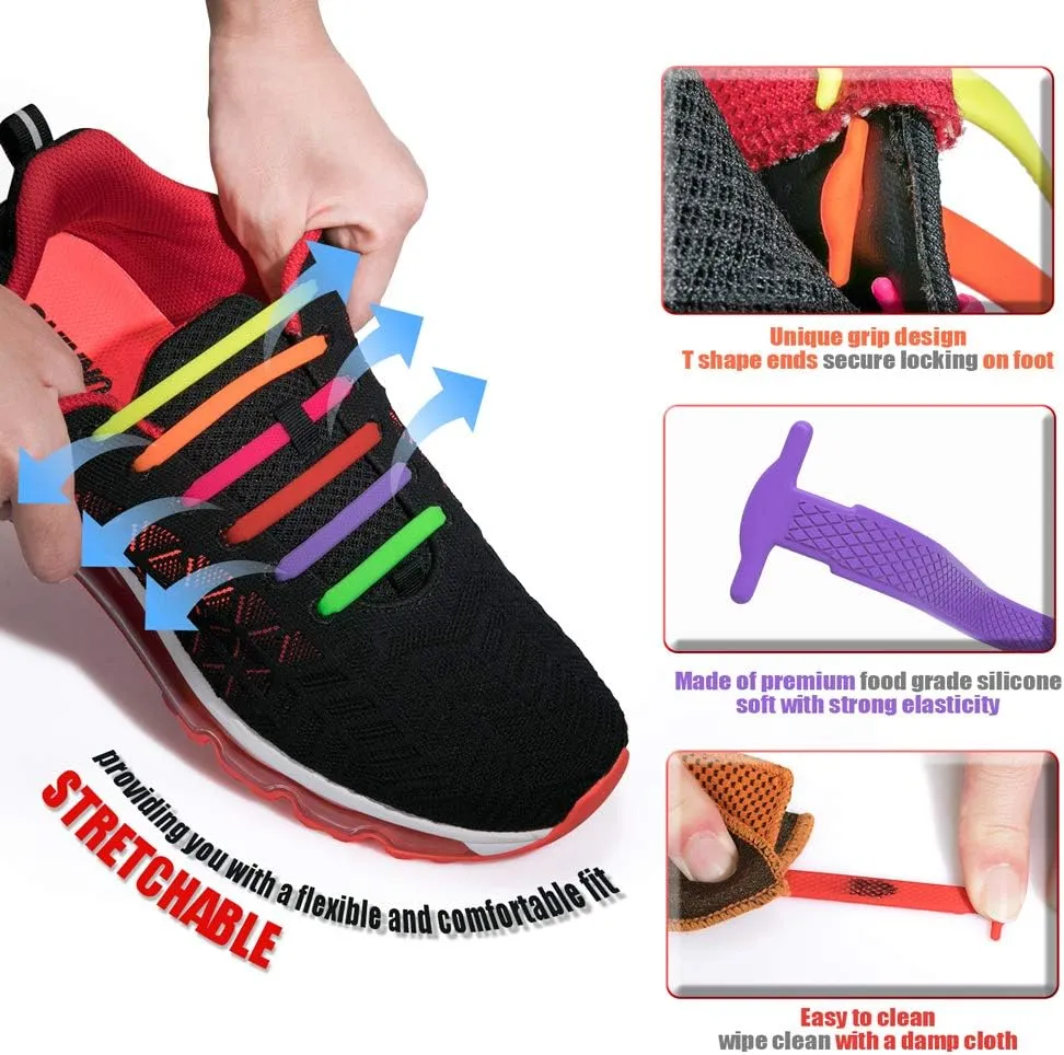 HOMAR No Tie Shoelaces for Kids and Adults Stretch Silicone Elastic No Tie Shoe Laces