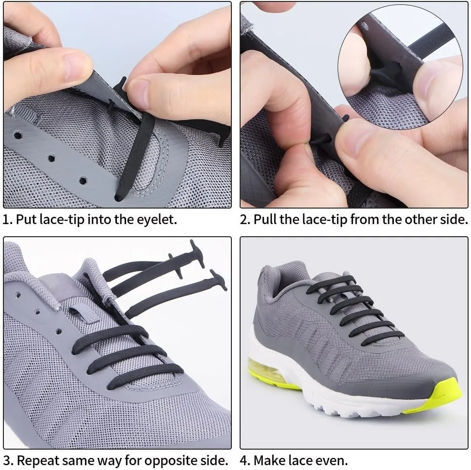 HOMAR No Tie Shoelaces for Kids and Adults Stretch Silicone Elastic No Tie Shoe Laces