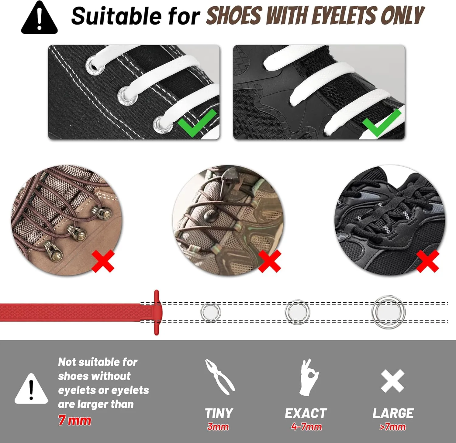 HOMAR No Tie Shoelaces for Kids and Adults Stretch Silicone Elastic No Tie Shoe Laces