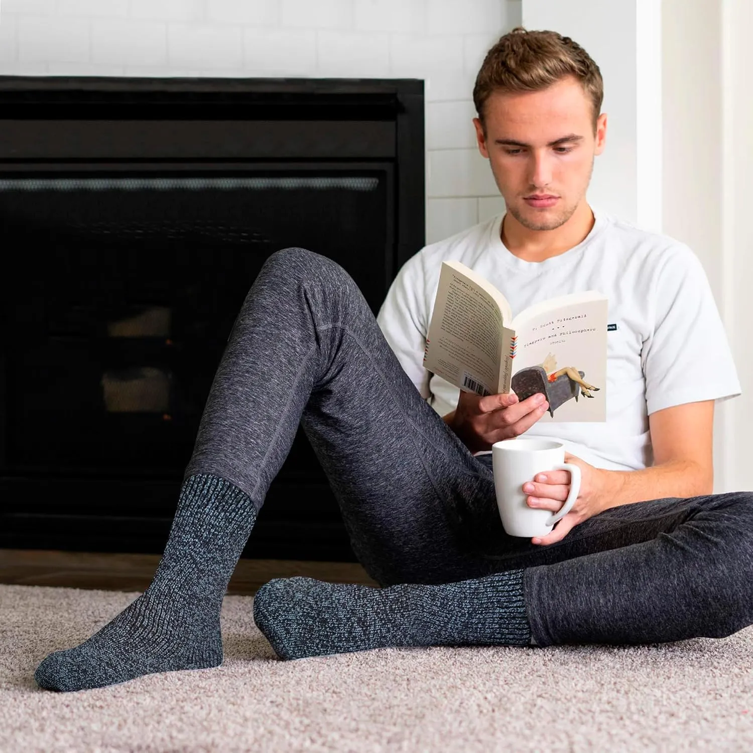 HOT FEET Thermal Socks for Men - Extreme Cold Weather, 2 Pack Thick Warm Socks, Winter Insulated, Size 6-12.5
