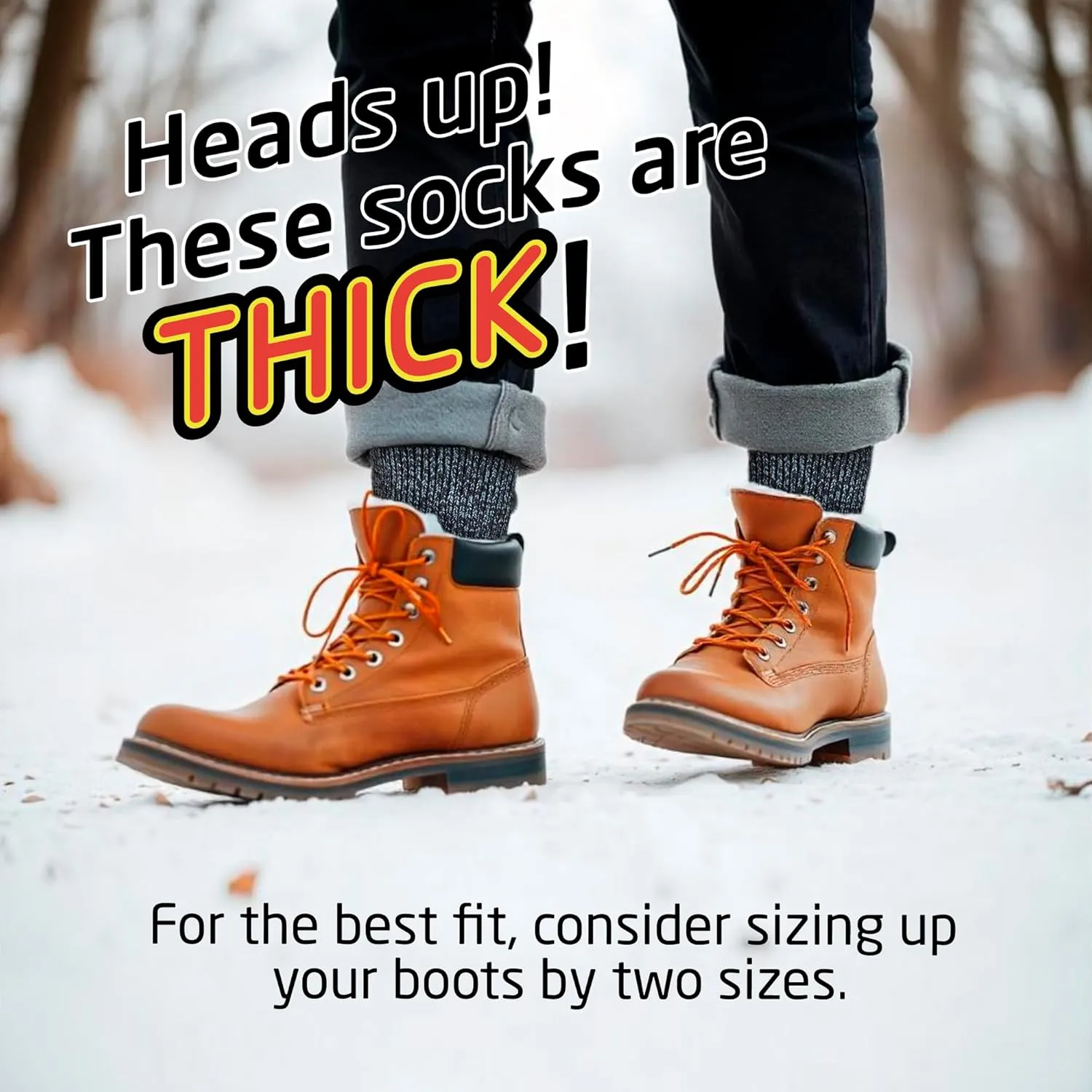 HOT FEET Thermal Socks for Men - Extreme Cold Weather, 2 Pack Thick Warm Socks, Winter Insulated, Size 6-12.5