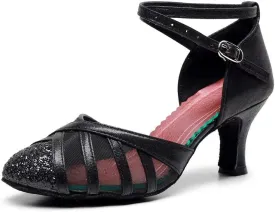 iCKER Womens Latin Dance Shoes Heeled Ballroom Salsa Tango Party Sequin Dance Shoes