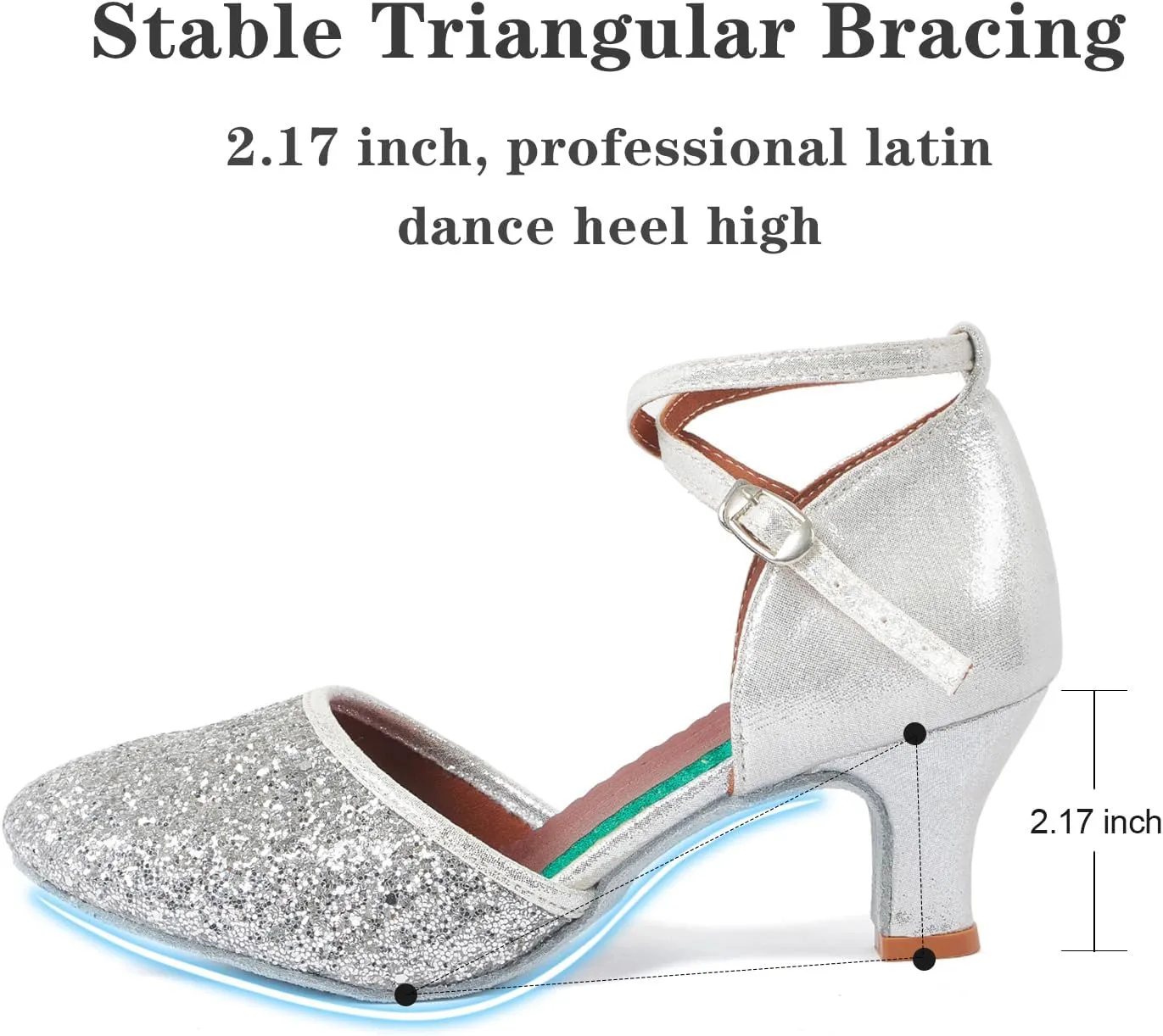 iCKER Womens Latin Dance Shoes Heeled Ballroom Salsa Tango Party Sequin Dance Shoes