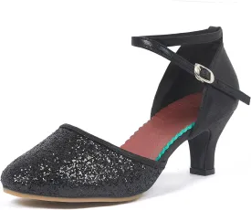 iCKER Womens Latin Dance Shoes Heeled Ballroom Salsa Tango Party Sequin Dance Shoes