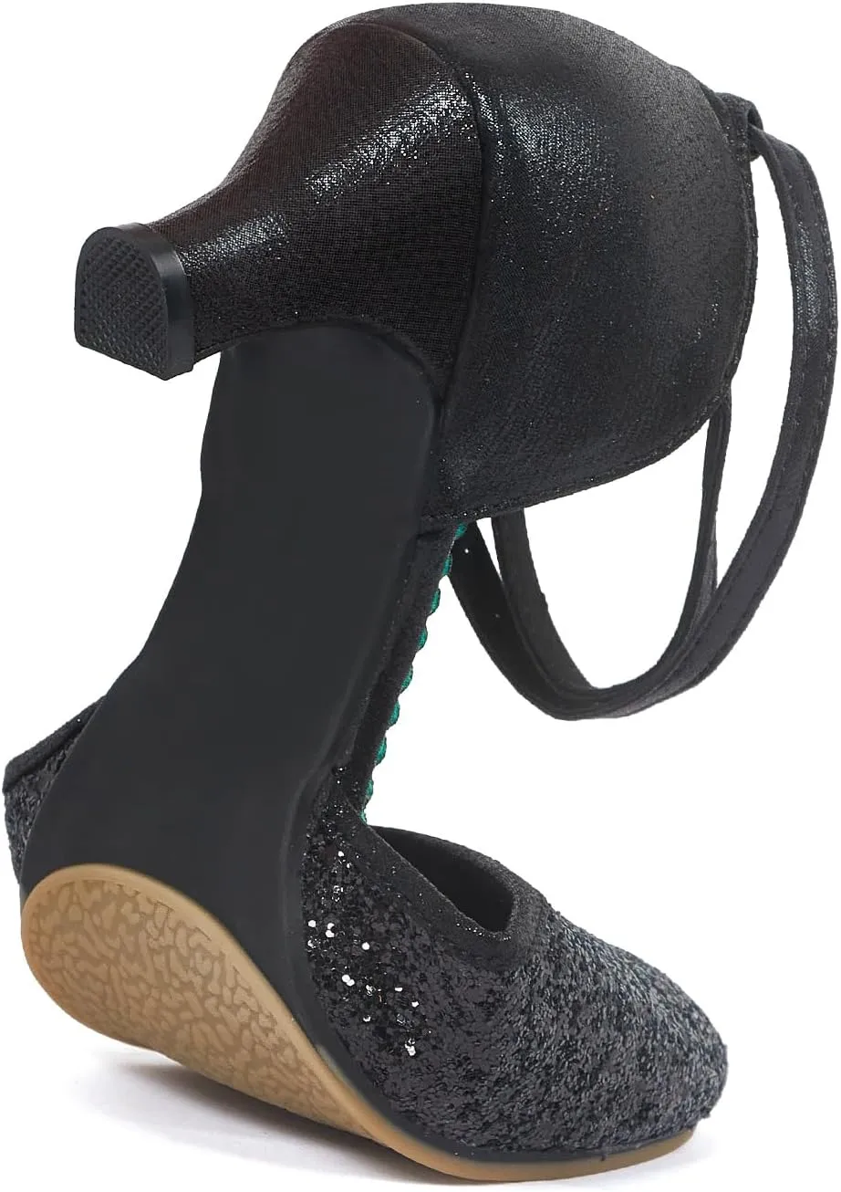 iCKER Womens Latin Dance Shoes Heeled Ballroom Salsa Tango Party Sequin Dance Shoes