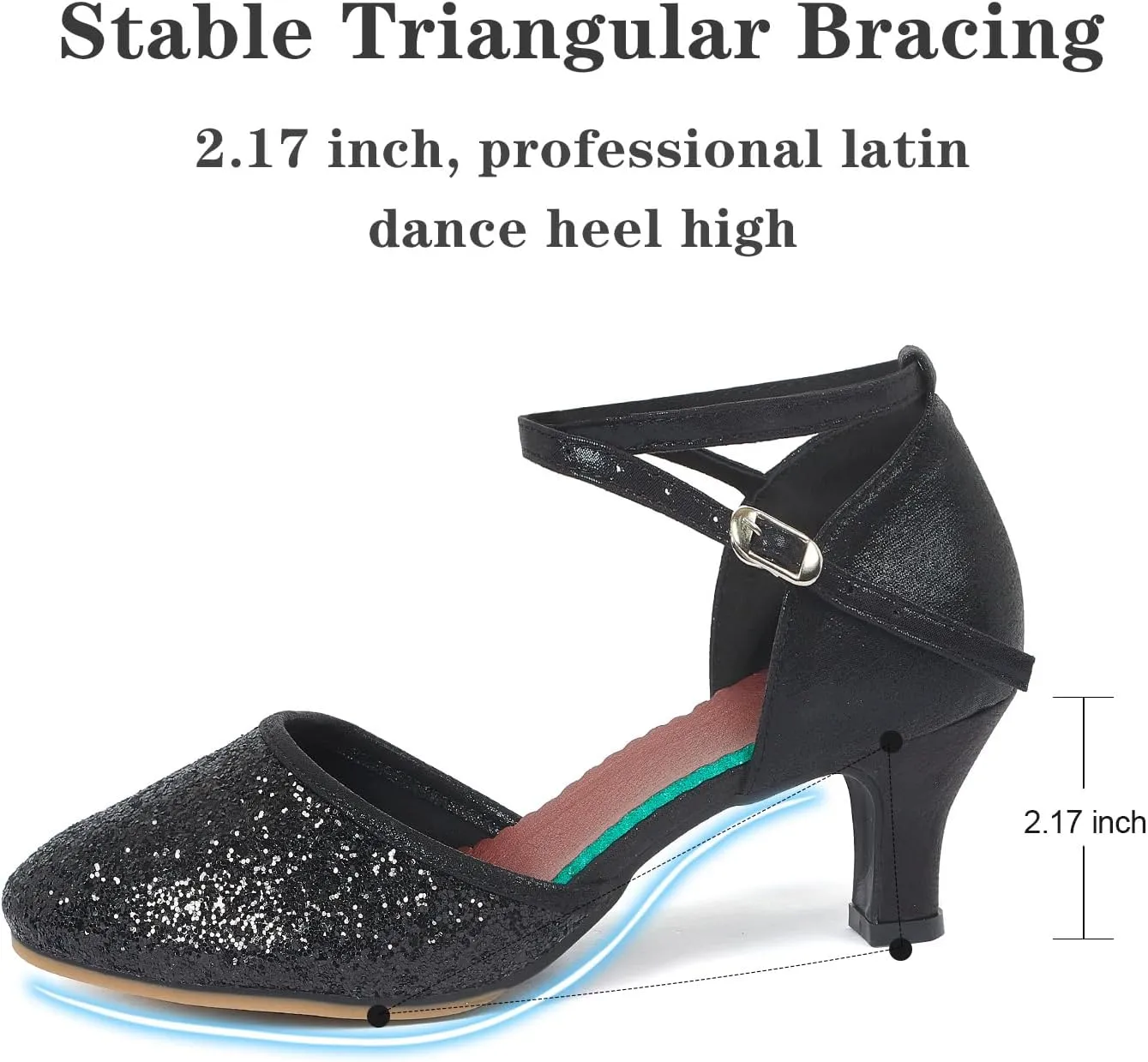 iCKER Womens Latin Dance Shoes Heeled Ballroom Salsa Tango Party Sequin Dance Shoes