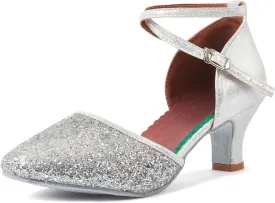 iCKER Womens Latin Dance Shoes Heeled Ballroom Salsa Tango Party Sequin Dance Shoes
