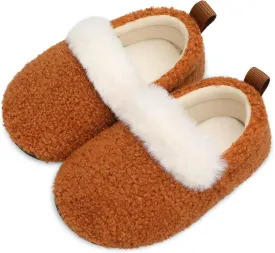 L-RUN Toddler Slippers for Girls Boys Warm House Shoes for Kids Baby Sock Shoes Non-Slip Rubber Sole Winter Home Slippers for Indoor
