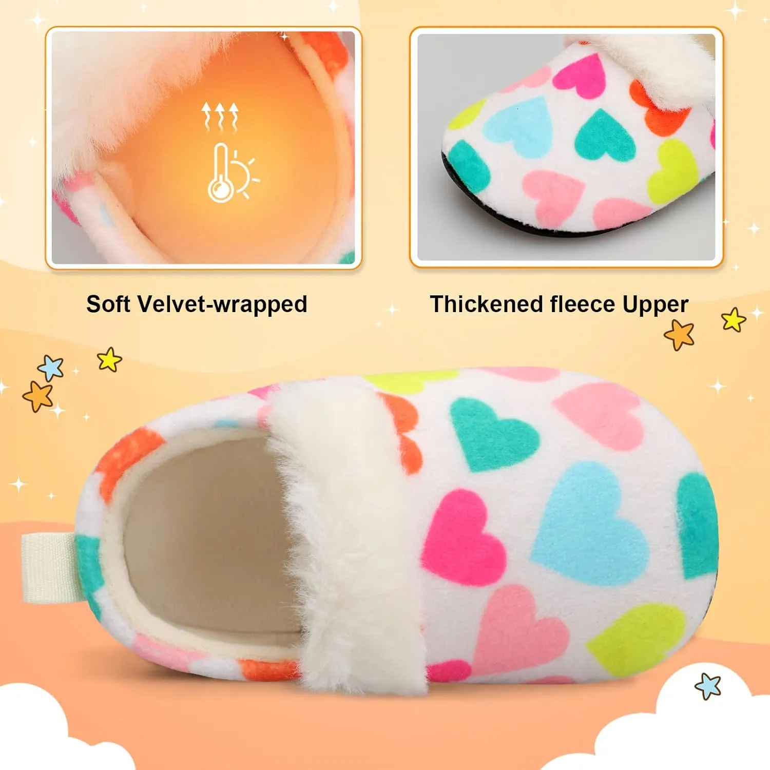 L-RUN Toddler Slippers for Girls Boys Warm House Shoes for Kids Baby Sock Shoes Non-Slip Rubber Sole Winter Home Slippers for Indoor