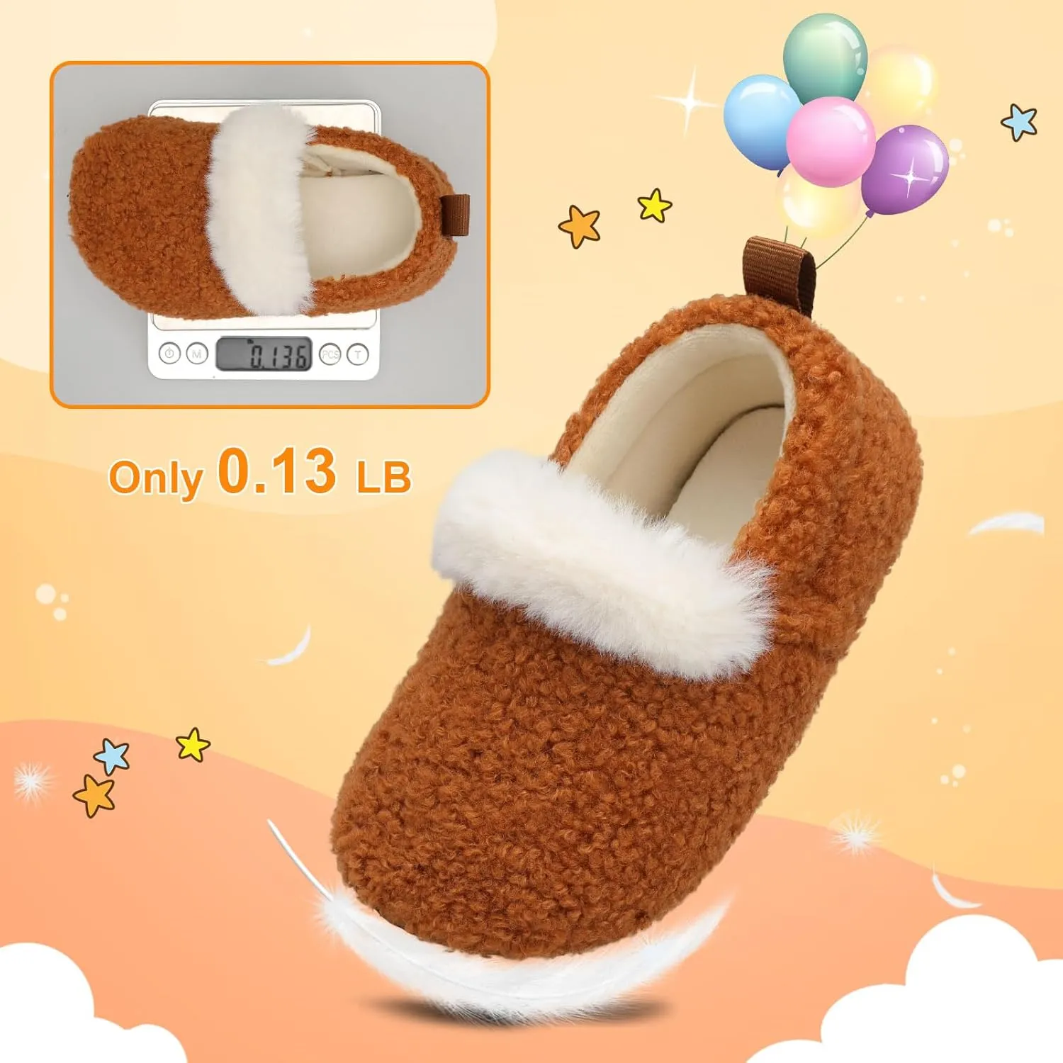 L-RUN Toddler Slippers for Girls Boys Warm House Shoes for Kids Baby Sock Shoes Non-Slip Rubber Sole Winter Home Slippers for Indoor