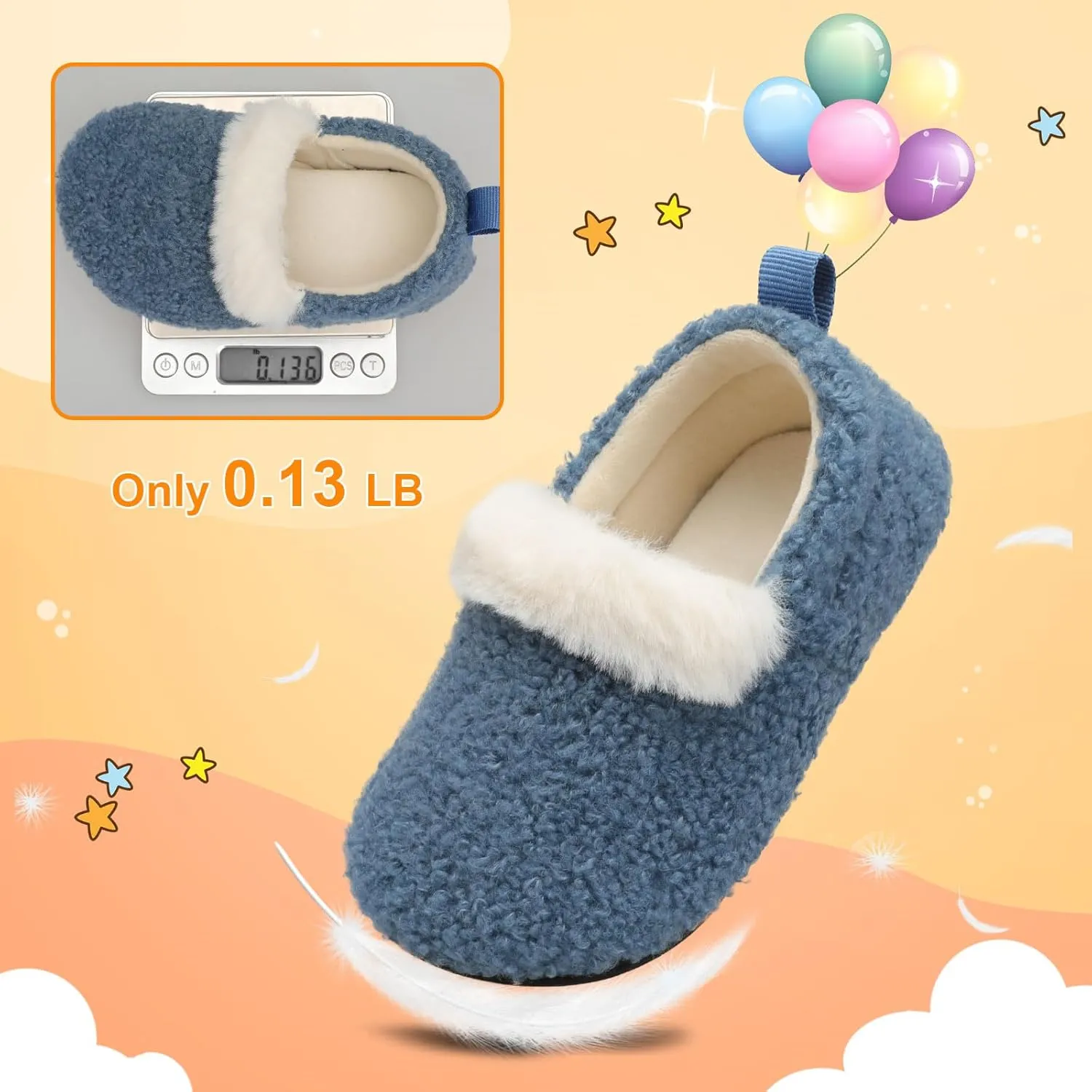 L-RUN Toddler Slippers for Girls Boys Warm House Shoes for Kids Baby Sock Shoes Non-Slip Rubber Sole Winter Home Slippers for Indoor