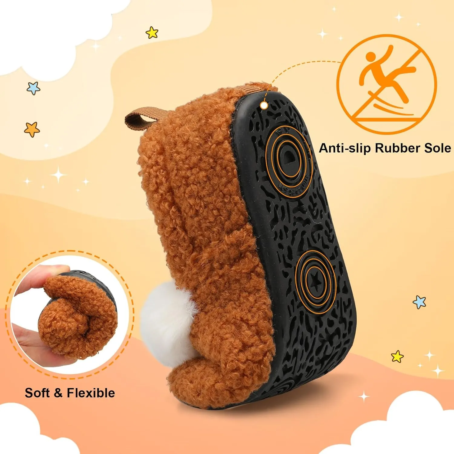 L-RUN Toddler Slippers for Girls Boys Warm House Shoes for Kids Baby Sock Shoes Non-Slip Rubber Sole Winter Home Slippers for Indoor