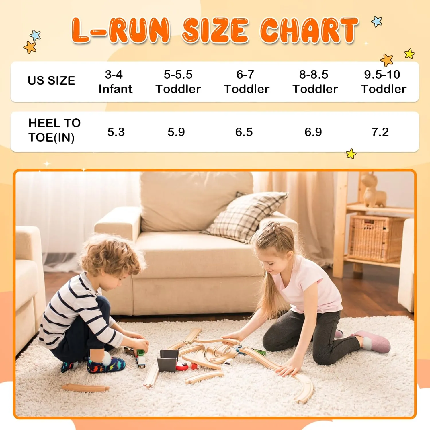 L-RUN Toddler Slippers for Girls Boys Warm House Shoes for Kids Baby Sock Shoes Non-Slip Rubber Sole Winter Home Slippers for Indoor