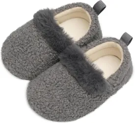 L-RUN Toddler Slippers for Girls Boys Warm House Shoes for Kids Baby Sock Shoes Non-Slip Rubber Sole Winter Home Slippers for Indoor