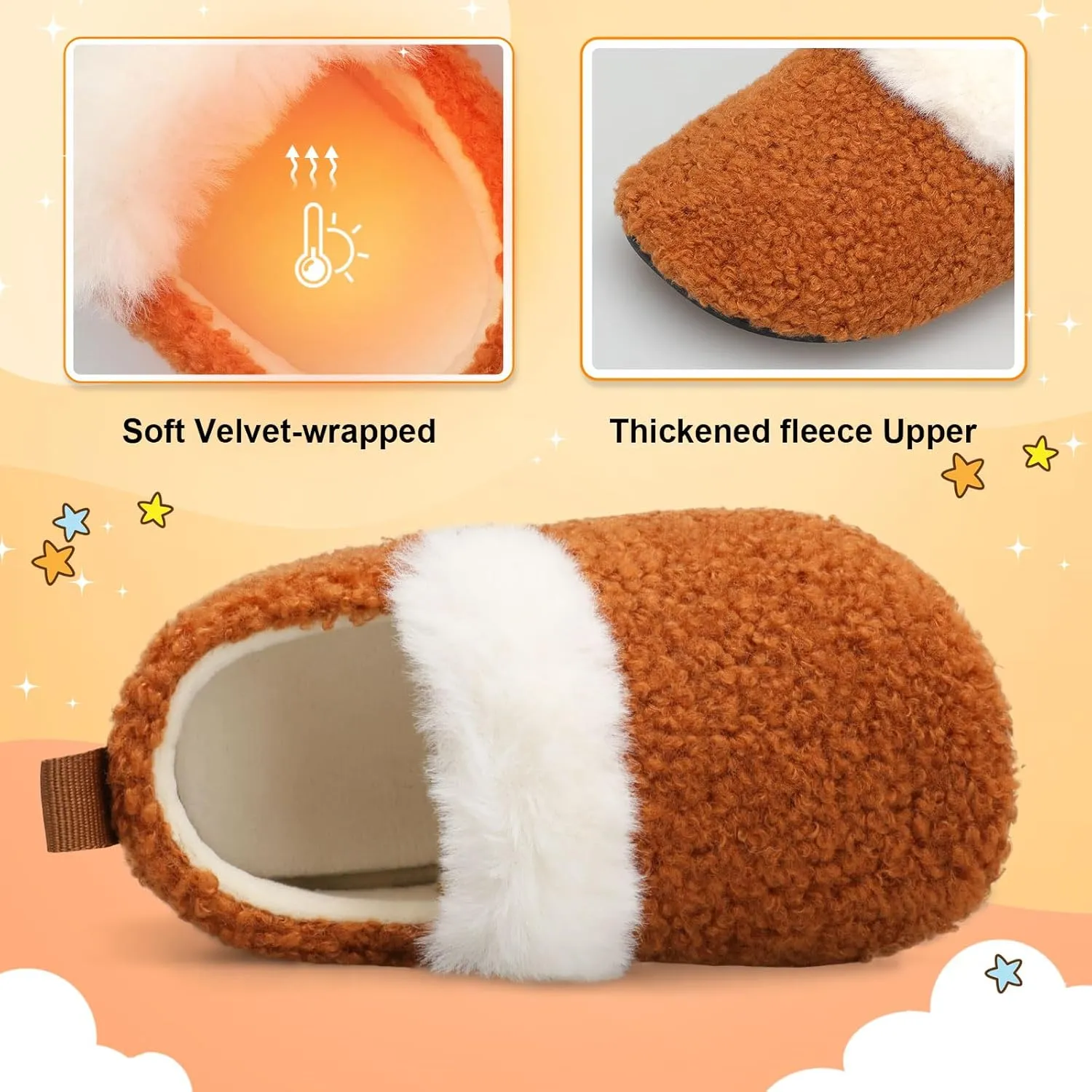 L-RUN Toddler Slippers for Girls Boys Warm House Shoes for Kids Baby Sock Shoes Non-Slip Rubber Sole Winter Home Slippers for Indoor