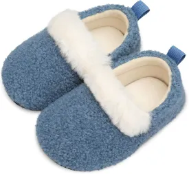 L-RUN Toddler Slippers for Girls Boys Warm House Shoes for Kids Baby Sock Shoes Non-Slip Rubber Sole Winter Home Slippers for Indoor