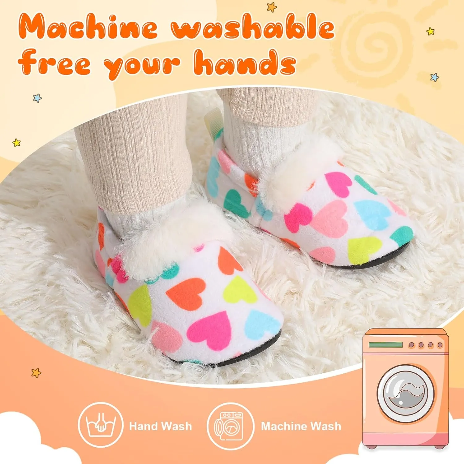 L-RUN Toddler Slippers for Girls Boys Warm House Shoes for Kids Baby Sock Shoes Non-Slip Rubber Sole Winter Home Slippers for Indoor