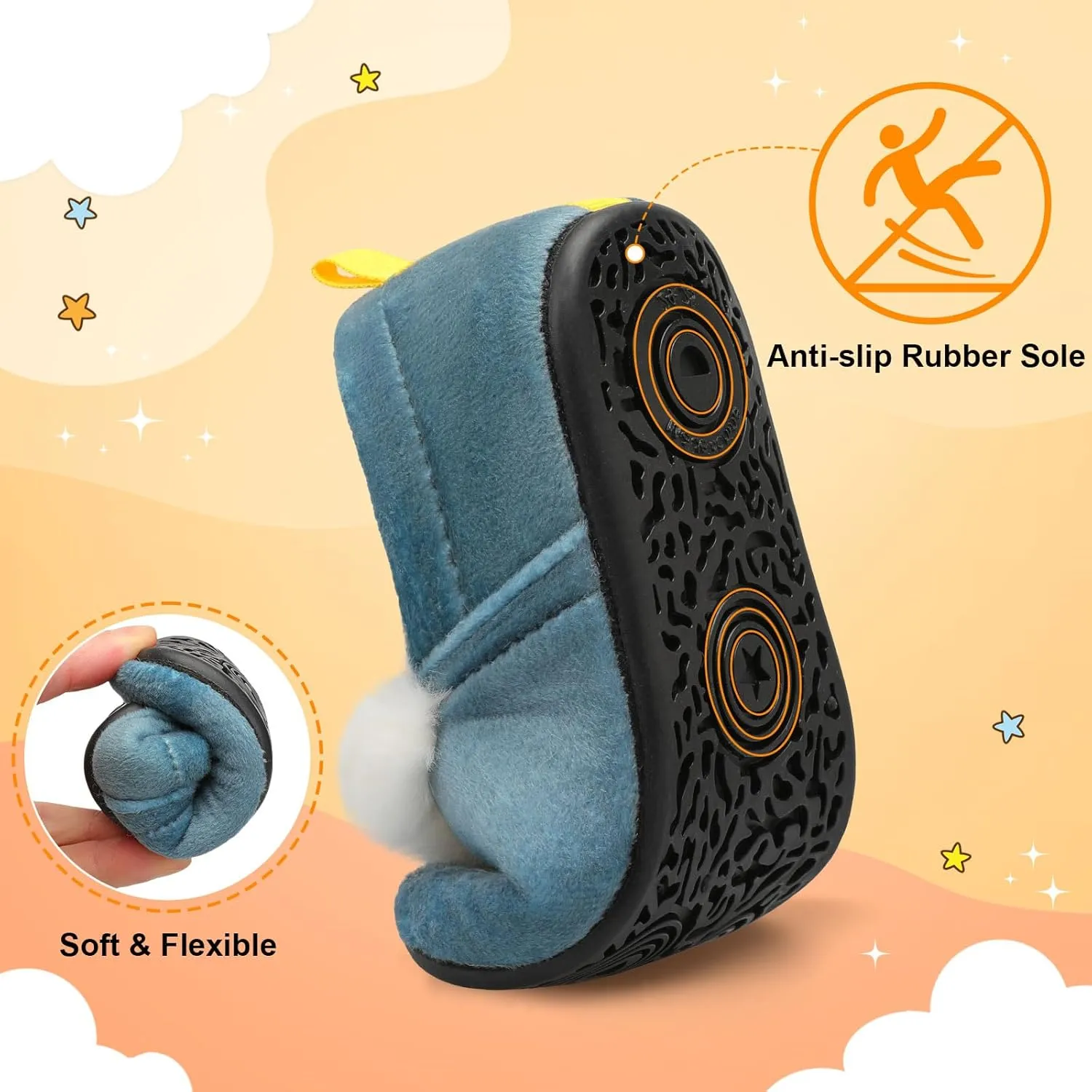 L-RUN Toddler Slippers for Girls Boys Warm House Shoes for Kids Baby Sock Shoes Non-Slip Rubber Sole Winter Home Slippers for Indoor