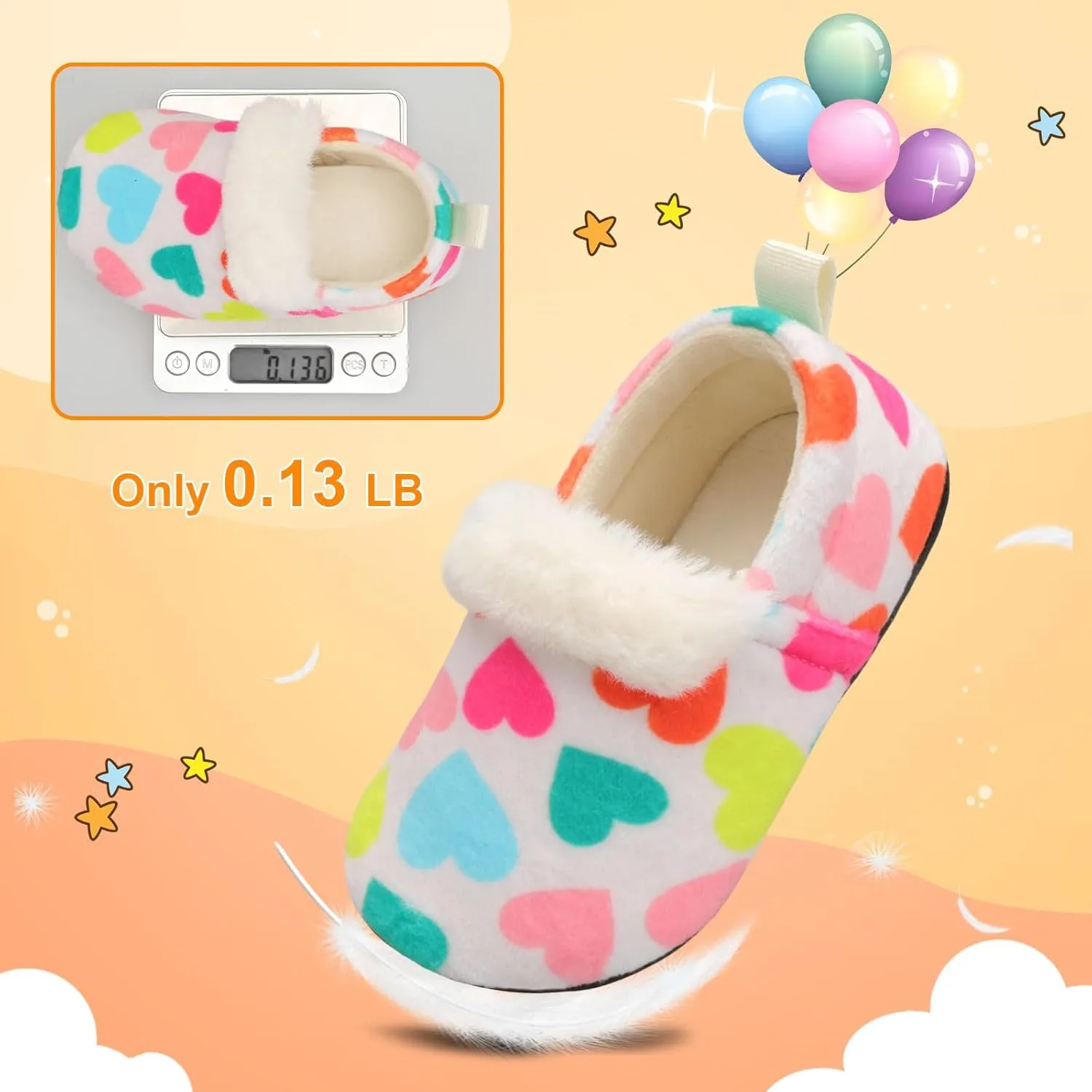 L-RUN Toddler Slippers for Girls Boys Warm House Shoes for Kids Baby Sock Shoes Non-Slip Rubber Sole Winter Home Slippers for Indoor