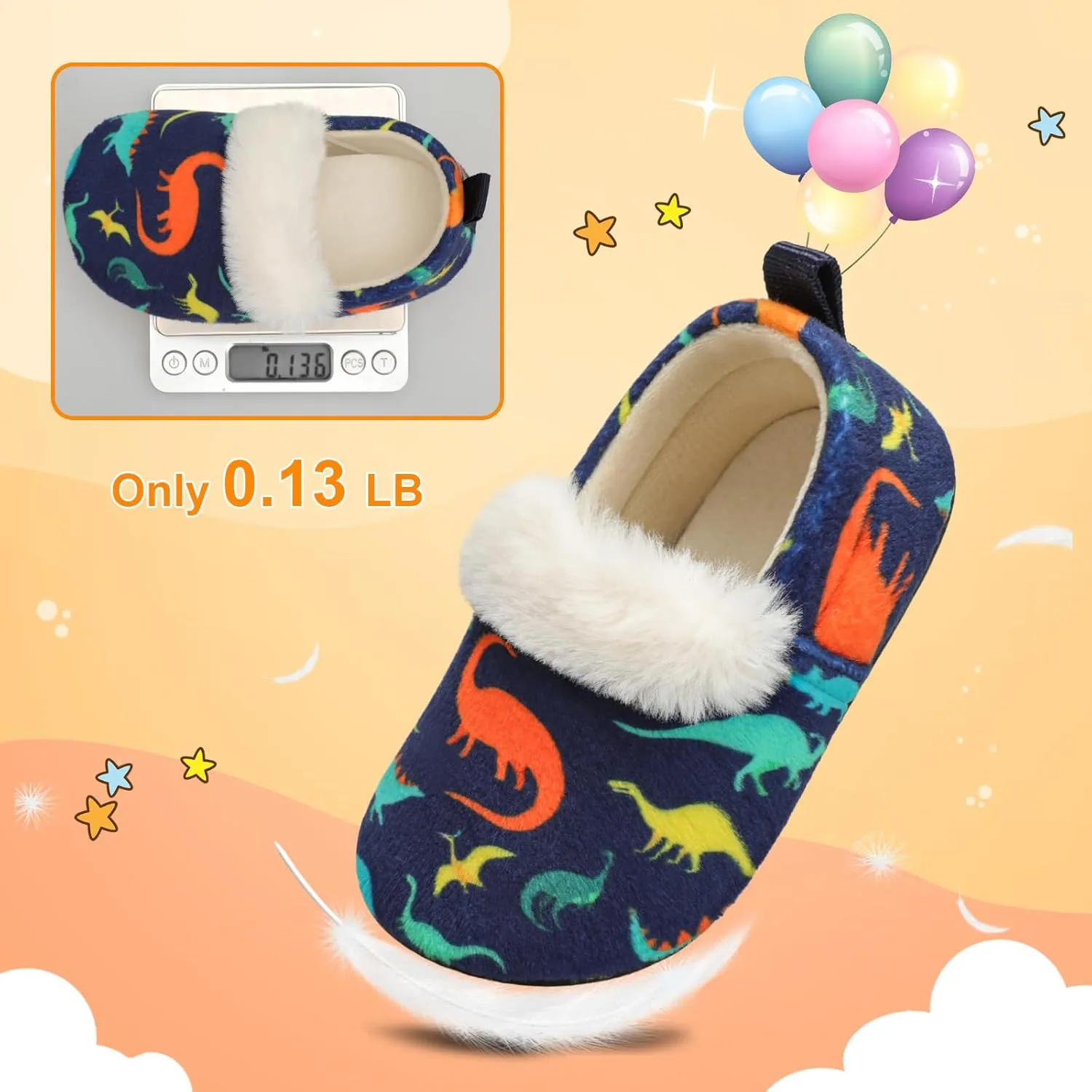 L-RUN Toddler Slippers for Girls Boys Warm House Shoes for Kids Baby Sock Shoes Non-Slip Rubber Sole Winter Home Slippers for Indoor