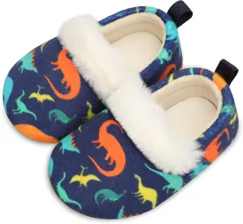 L-RUN Toddler Slippers for Girls Boys Warm House Shoes for Kids Baby Sock Shoes Non-Slip Rubber Sole Winter Home Slippers for Indoor