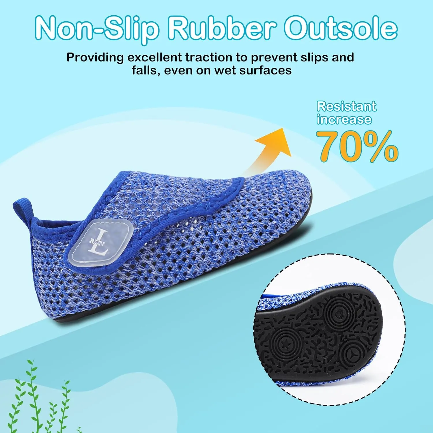 L-RUN Toddler Water Shoes Boys Girls Barefoot Beach Swim Shoes Quick Dry Kids Aqua Socks Non-Slip Wide Baby House Slippers