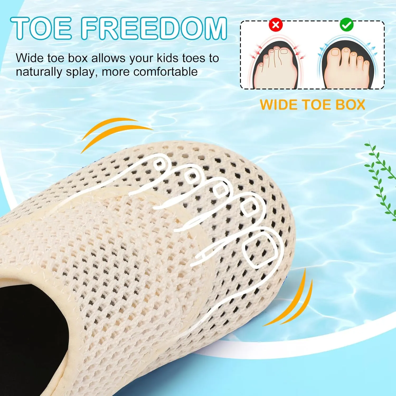 L-RUN Toddler Water Shoes Boys Girls Barefoot Beach Swim Shoes Quick Dry Kids Aqua Socks Non-Slip Wide Baby House Slippers