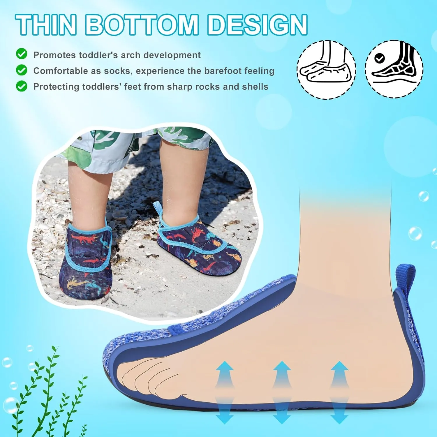 L-RUN Toddler Water Shoes Boys Girls Barefoot Beach Swim Shoes Quick Dry Kids Aqua Socks Non-Slip Wide Baby House Slippers