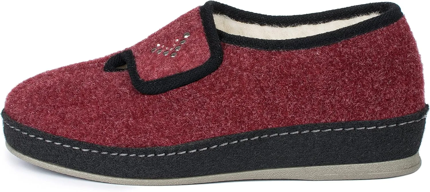 Ladies felt slippers Model 2064 - warmly lined with virgin wool for cold feet
