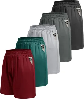 LalaHooK 5 Pack Gym Mens Shorts - Quick Dry Basketball Workout Athletic Shorts with Pockets for Running Casual Activewear
