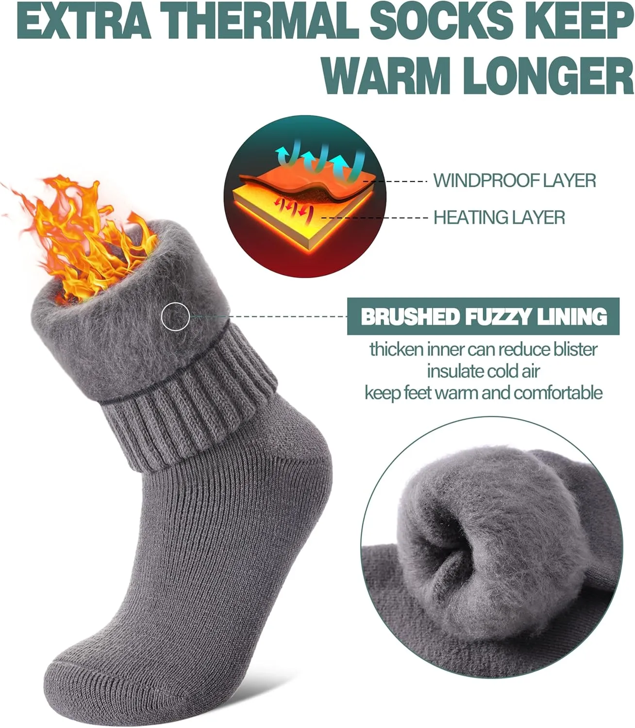 LANLEO Women Men Thermal Socks Warm Winter Extra Thick Insulated Heated Ski Crew Boot Socks for Cold Weather