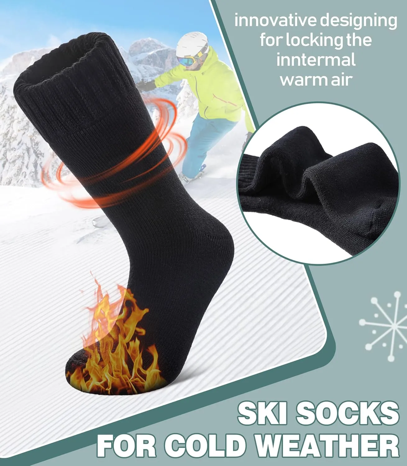 LANLEO Women Men Thermal Socks Warm Winter Extra Thick Insulated Heated Ski Crew Boot Socks for Cold Weather
