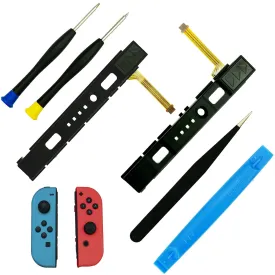 Left & Right Slide Rail For Joycon, w/Sensor Flex Cable Compatible with Nintendo Switch & Switch OLED Joy-con Controller Slider Rail Bracket Replacement, With Screwdriver.