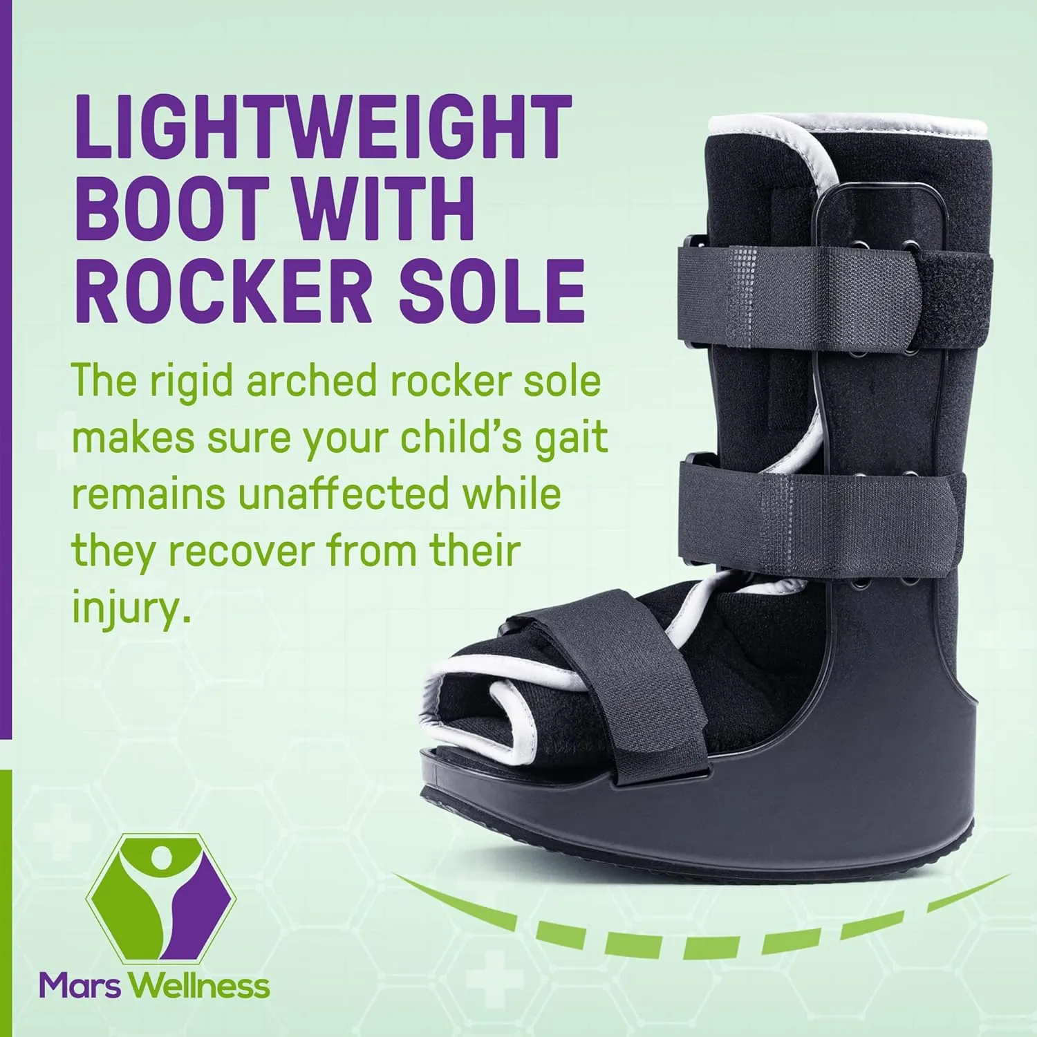 MARS WELLNESS Pediatric Walking Boot For Kids - Sprained Ankle Pediatric Ankle Brace - Kids Walking Boot - Large - Fits Children Ages 3.5-5.5 Years Old