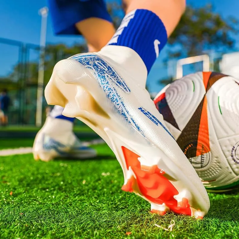 Men's Soccer Shoes High-Top Soccer Cleats Outdoor Breathable Athletic Professional Spikes Youth Boys Football Shoes Unisex