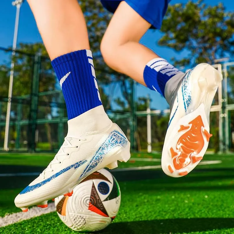 Men's Soccer Shoes High-Top Soccer Cleats Outdoor Breathable Athletic Professional Spikes Youth Boys Football Shoes Unisex