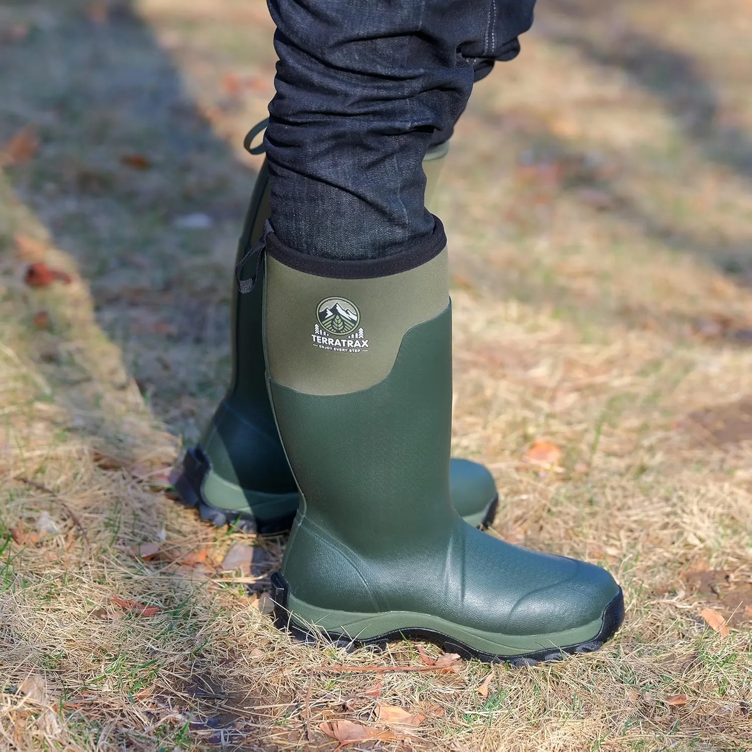 Men's Waterproof Insulated Rubber Hunting Boots  6mm Neoprene Rain Boots for Outdoor Work, Fishing, Farming & Gardening