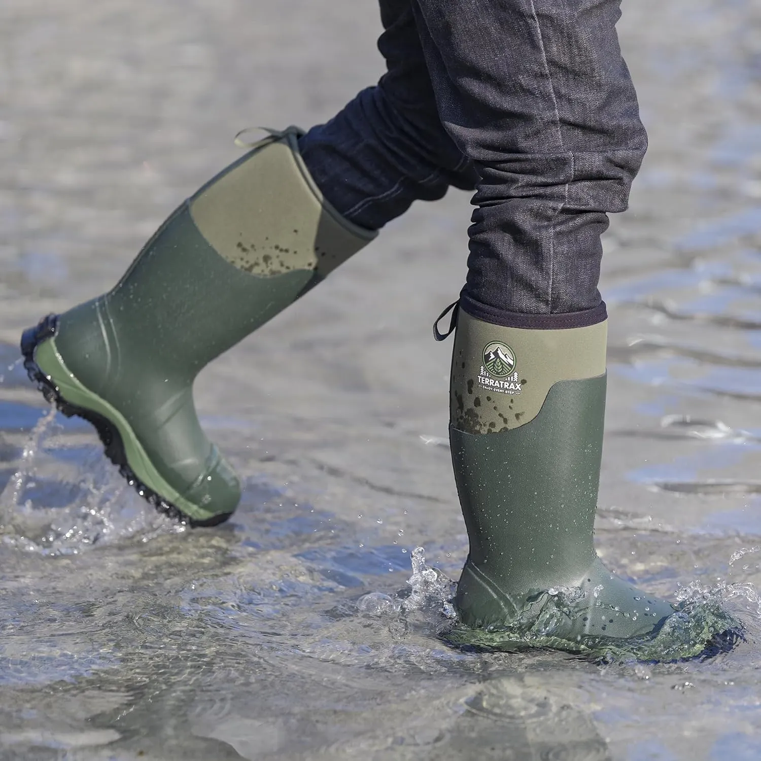 Men's Waterproof Insulated Rubber Hunting Boots  6mm Neoprene Rain Boots for Outdoor Work, Fishing, Farming & Gardening