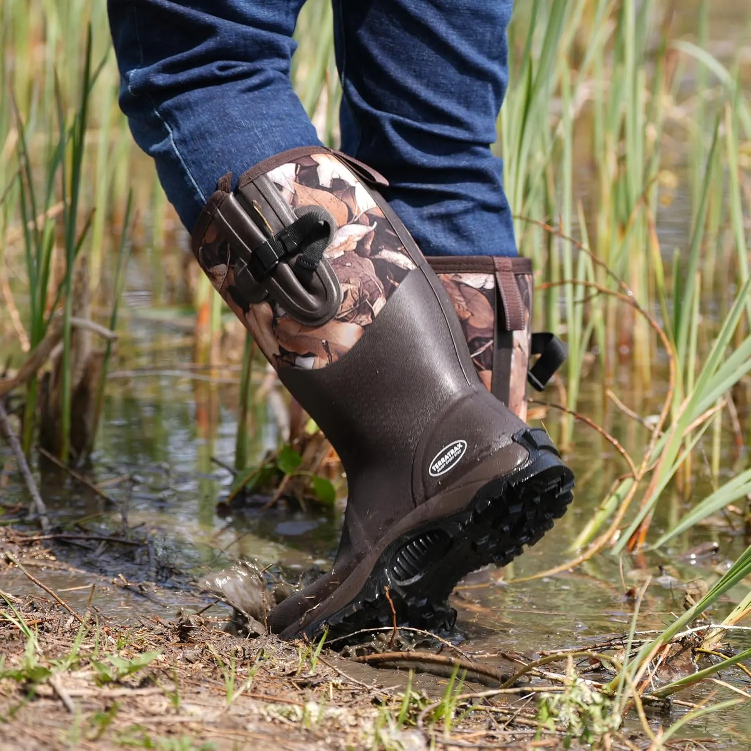 Men's Waterproof Insulated Rubber Hunting Boots  6mm Neoprene Rain Boots for Outdoor Work, Fishing, Farming & Gardening